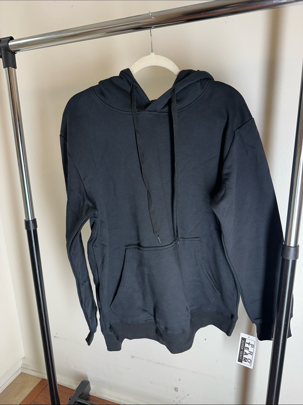 Men's Black Pullover Hoodie with Kangaroo Pocket